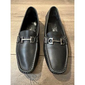 Salvatore Ferragamo Black leather horsebit driving loafers slip on size 9.5